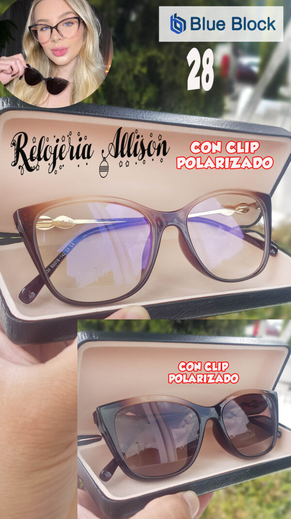 LENTES PARA DAMA BLUE BLOCK CON CLIP # 28